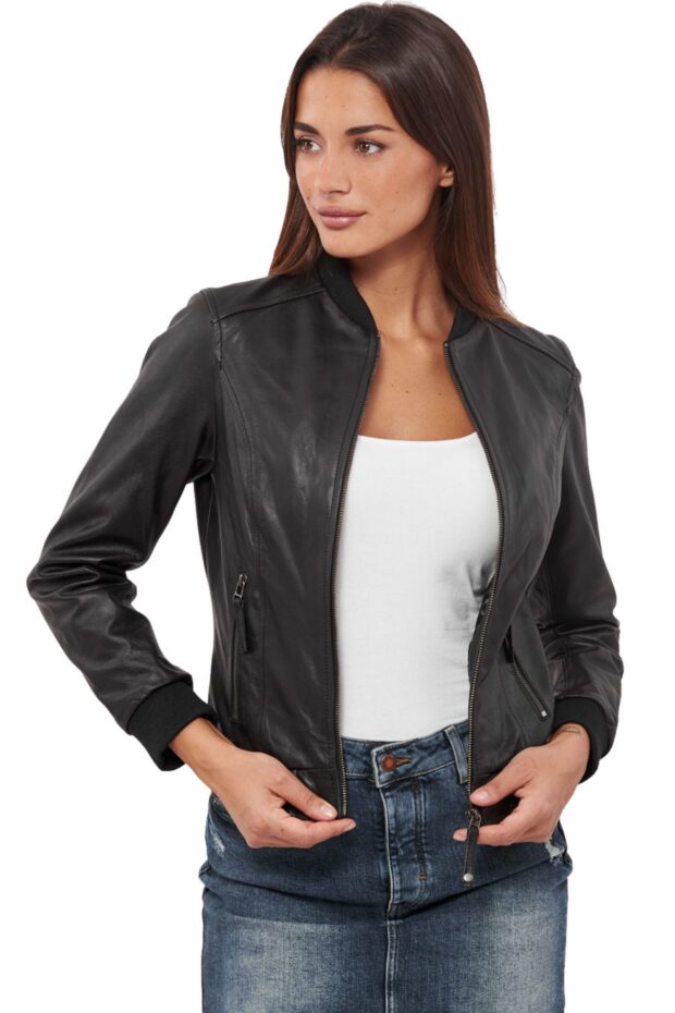NIOVI BUFFALO BLACK - AUTHENTIC WOMENS BLACK LEATHER JACKET