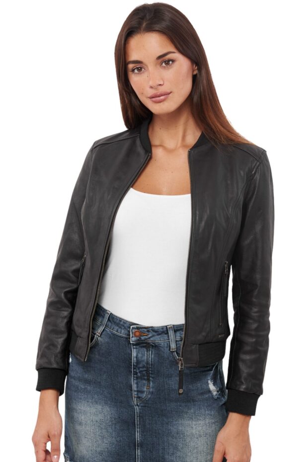 NIOVI BUFFALO BLACK - AUTHENTIC WOMENS BLACK LEATHER JACKET