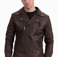 OSCAR SHEEP VINTAGE BROWN - AUTHENTIC MENS BLACK LEATHER JACKET