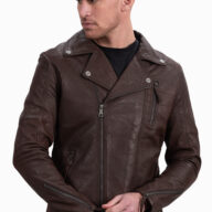 OSCAR SHEEP VINTAGE BROWN - AUTHENTIC MENS BLACK LEATHER JACKET