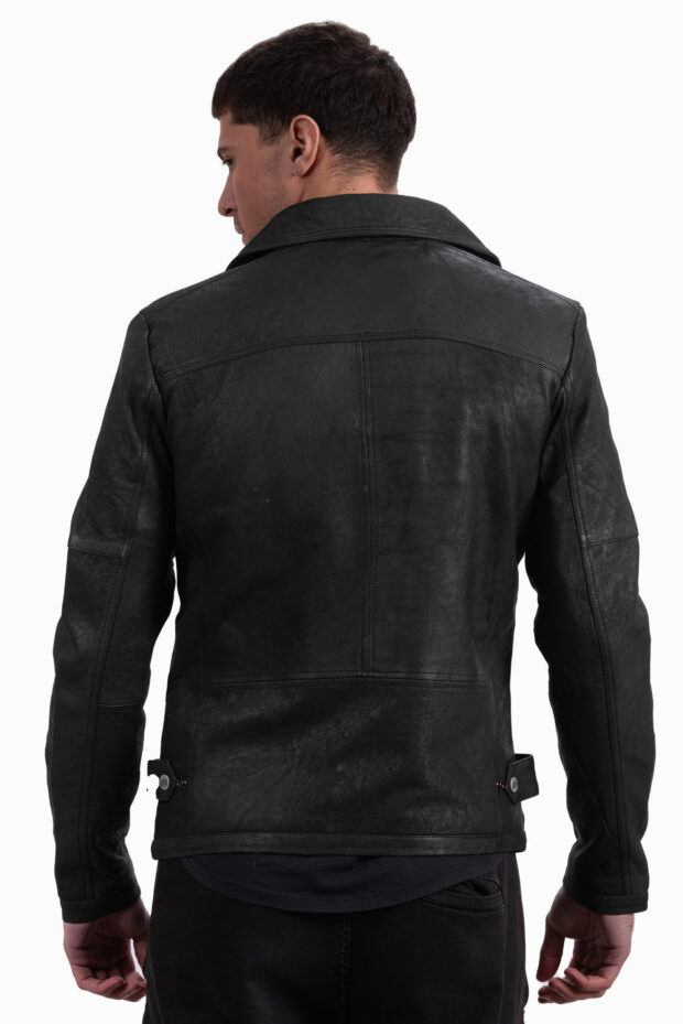 OSCAR SHEEP VINTAGE BLACK - AUTHENTIC MENS BLACK LEATHER JACKET