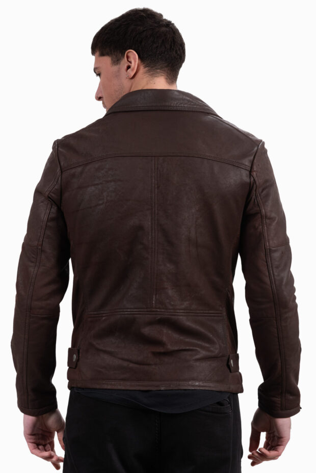 OSCAR SHEEP VINTAGE BROWN - AUTHENTIC MENS BLACK LEATHER JACKET