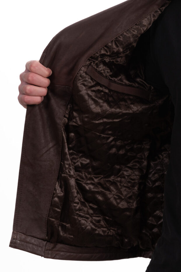 OSCAR SHEEP VINTAGE BROWN - AUTHENTIC MENS BLACK LEATHER JACKET
