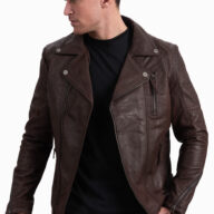 OSCAR SHEEP VINTAGE BROWN - AUTHENTIC MENS BLACK LEATHER JACKET