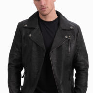 OSCAR SHEEP VINTAGE BLACK - AUTHENTIC MENS BLACK LEATHER JACKET