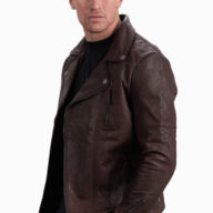 OSCAR SHEEP VINTAGE BROWN - AUTHENTIC MENS BLACK LEATHER JACKET