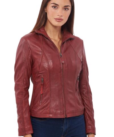 PANDORA SHEEP RED - AUTHENTIC WOMENS RED LEATHER JACKET