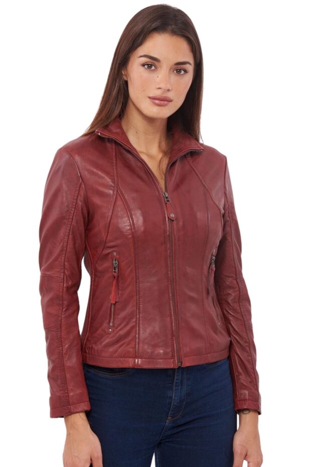 PANDORA SHEEP RED - AUTHENTIC WOMENS RED LEATHER JACKET