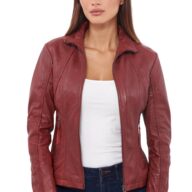 PANDORA SHEEP RED - AUTHENTIC WOMENS RED LEATHER JACKET