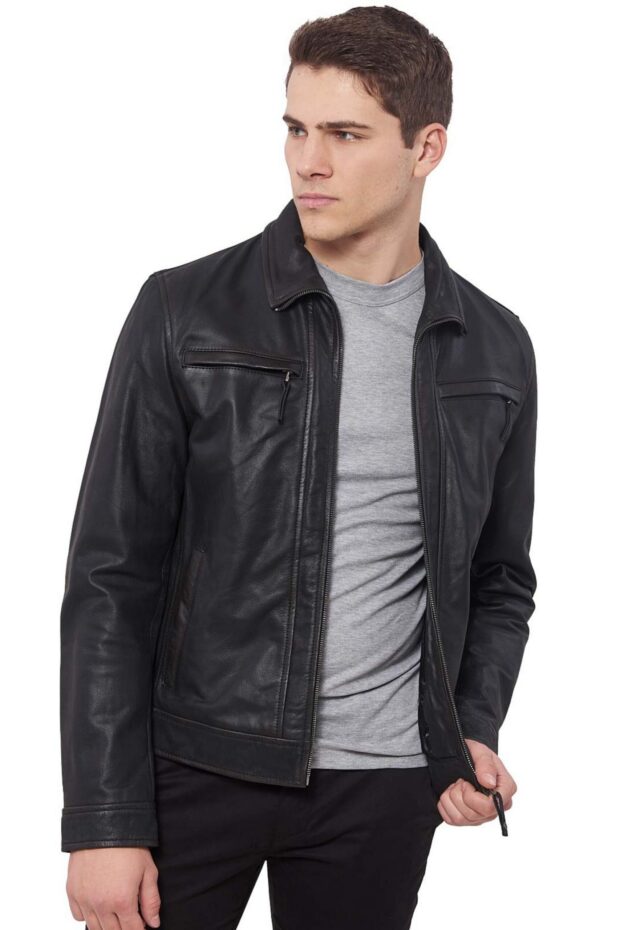 PAPA BUFFALO BLACK - AUTHENTIC MENS BLACK LEATHER JACKET