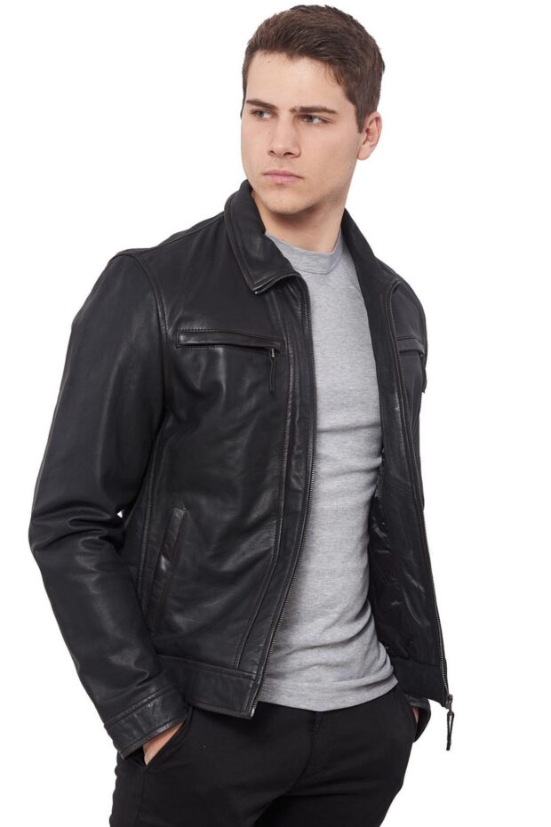 PAPA BUFFALO BLACK - AUTHENTIC MENS BLACK LEATHER JACKET