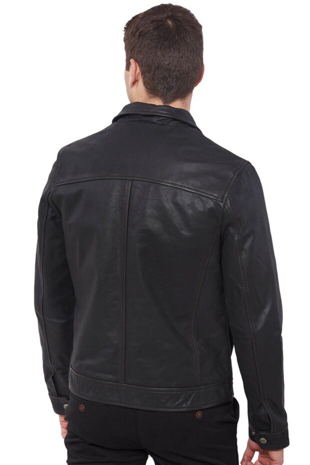 PAPA BUFFALO BLACK - AUTHENTIC MENS BLACK LEATHER JACKET