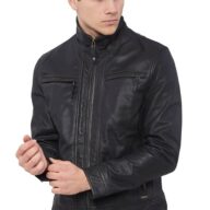 PAPA BUFFALO BLACK - AUTHENTIC MENS BLACK LEATHER JACKET