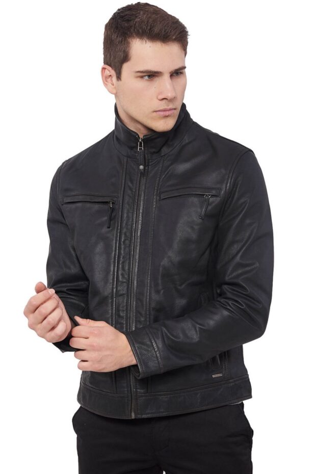 PAPA BUFFALO BLACK - AUTHENTIC MENS BLACK LEATHER JACKET
