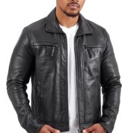 PAPA SHEEP BLACK - AUTHENTIC MENS BLACK LEATHER JACKET