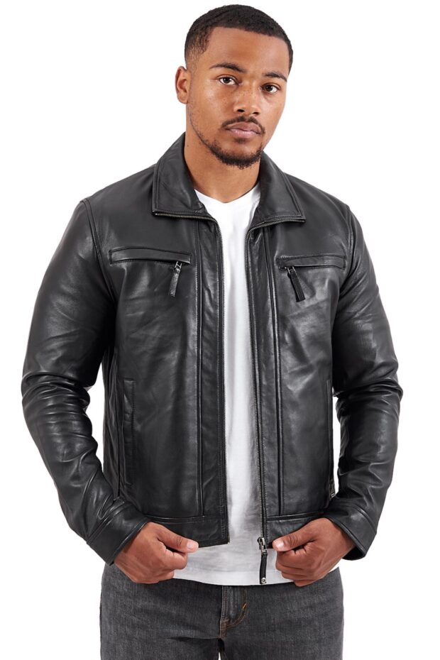 PAPA SHEEP BLACK - AUTHENTIC MENS BLACK LEATHER JACKET