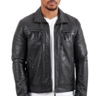 PAPA SHEEP BLACK - AUTHENTIC MENS BLACK LEATHER JACKET