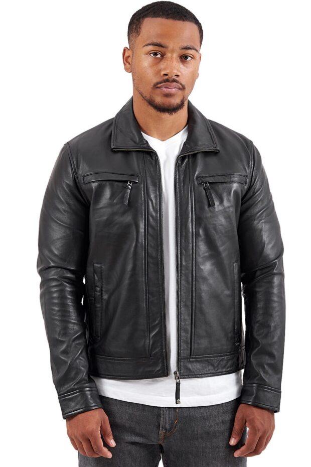 PAPA SHEEP BLACK - AUTHENTIC MENS BLACK LEATHER JACKET