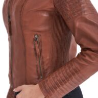 PASIPHAE SHEEP COGNAC - AUTHENTIC WOMENS COGNAC LEATHER JACKET