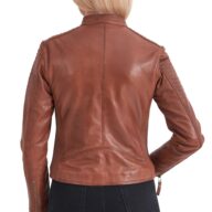 PASIPHAE SHEEP COGNAC - AUTHENTIC WOMENS COGNAC LEATHER JACKET