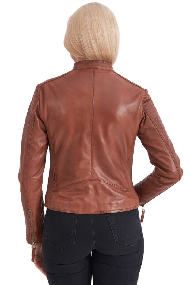 PASIPHAE SHEEP COGNAC - AUTHENTIC WOMENS COGNAC LEATHER JACKET