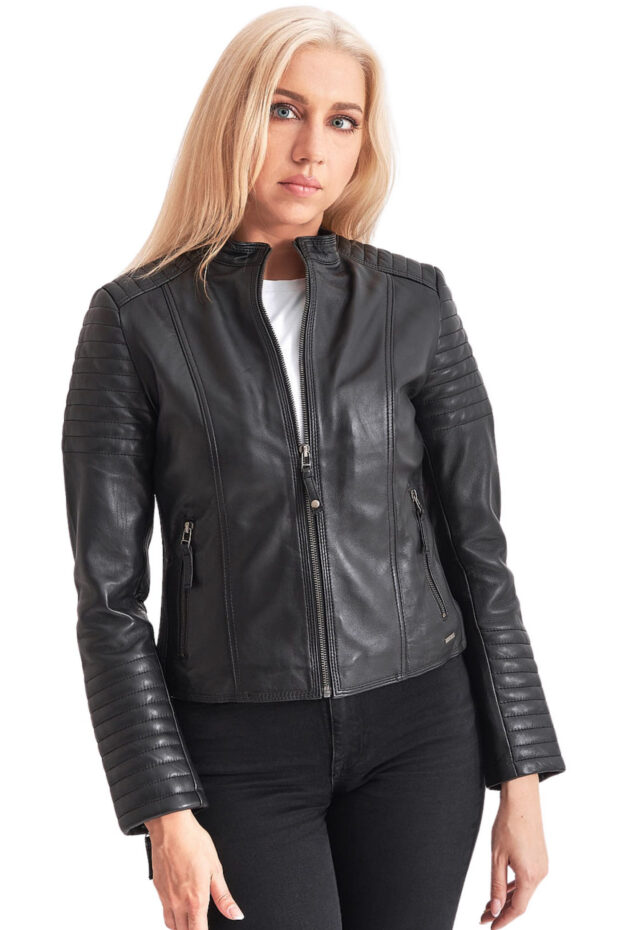 PASIPHAE SHEEP BLACK - AUTHENTIC WOMENS BLACK LEATHER JACKET