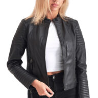 PASIPHAE SHEEP BLACK - AUTHENTIC WOMENS BLACK LEATHER JACKET