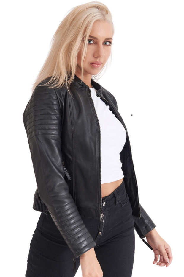 PASIPHAE SHEEP BLACK - AUTHENTIC WOMENS BLACK LEATHER JACKET