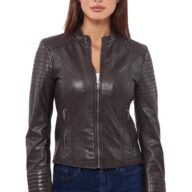 PASIPHAE SHEEP BROWN - AUTHENTIC WOMENS BROWN LEATHER JACKET