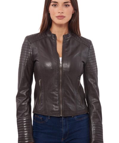 PASIPHAE SHEEP BROWN - AUTHENTIC WOMENS BROWN LEATHER JACKET