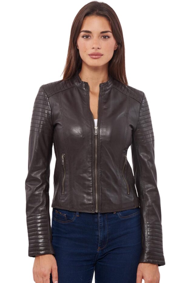 PASIPHAE SHEEP BROWN - AUTHENTIC WOMENS BROWN LEATHER JACKET