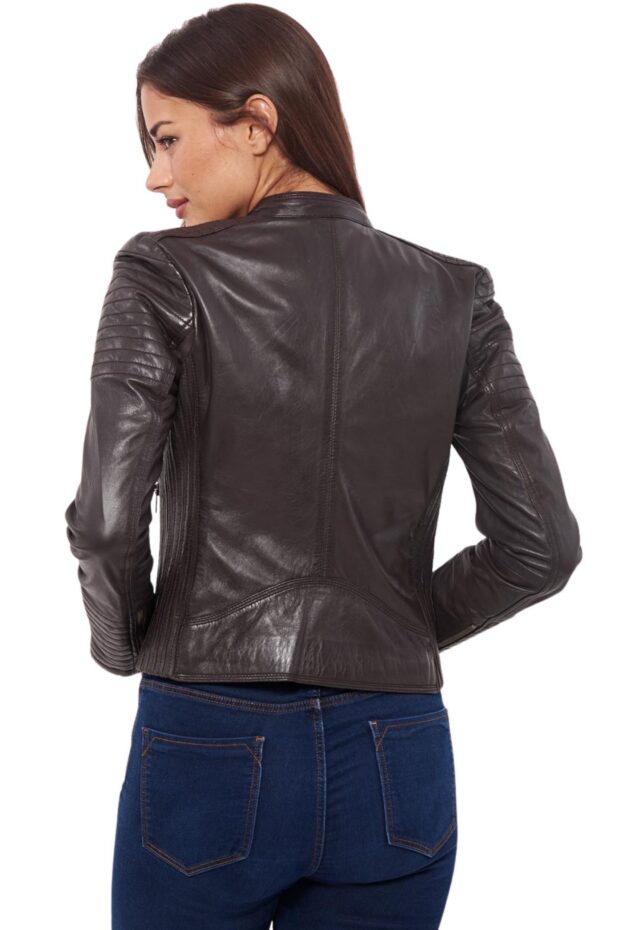 PASIPHAE SHEEP BROWN - AUTHENTIC WOMENS BROWN LEATHER JACKET