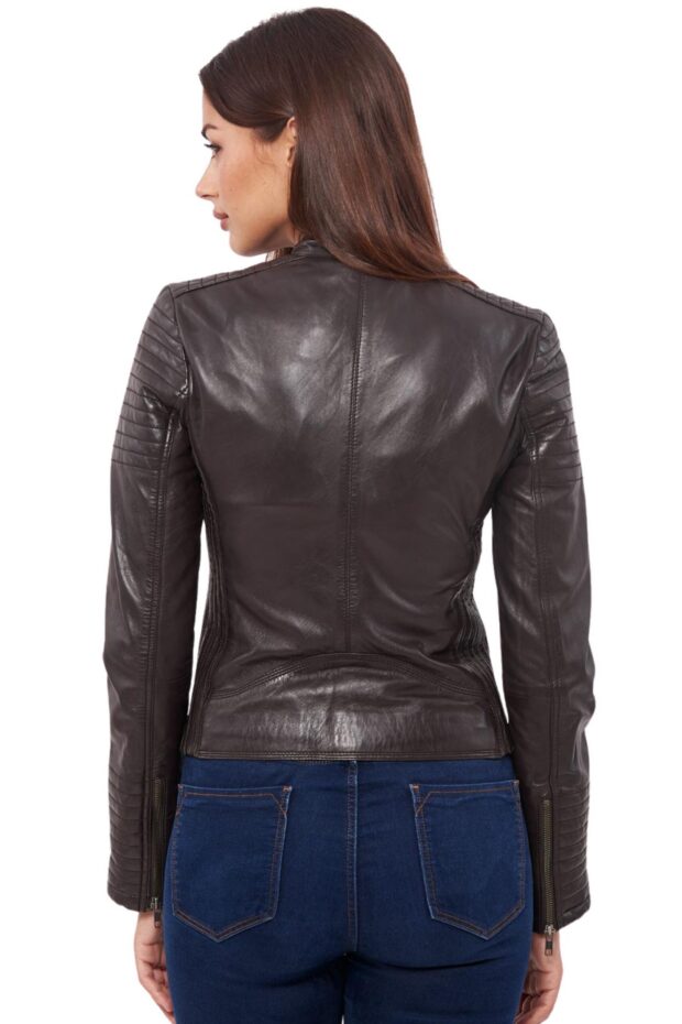 PASIPHAE SHEEP BROWN - AUTHENTIC WOMENS BROWN LEATHER JACKET