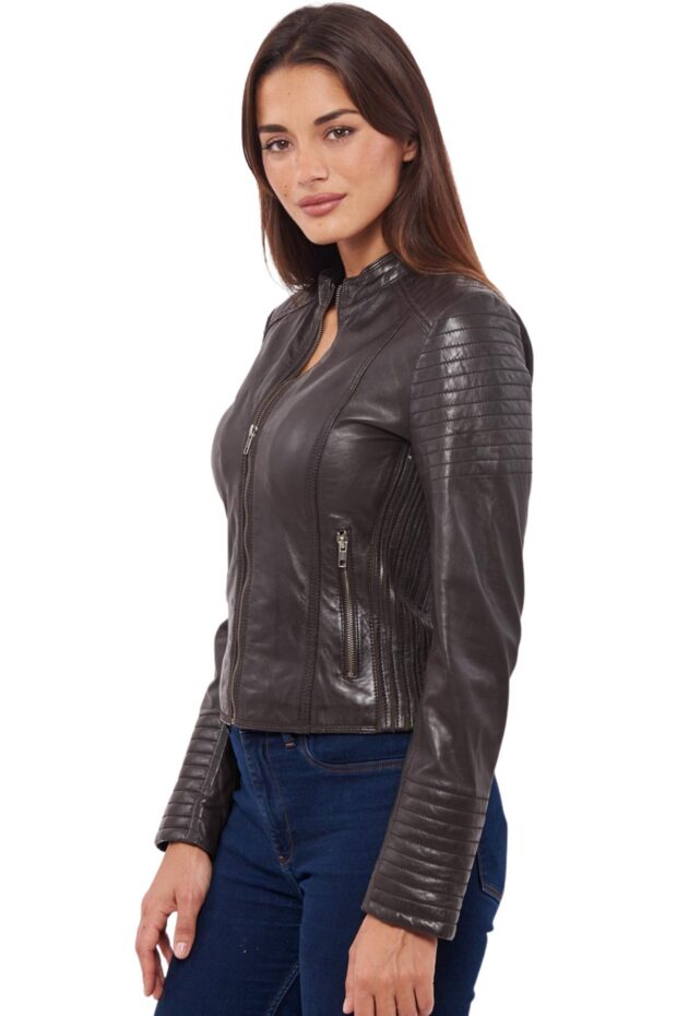 PASIPHAE SHEEP BROWN - AUTHENTIC WOMENS BROWN LEATHER JACKET