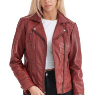 PHEDRA SHEEP RED - AUTHENTIC WOMENS RED LEATHER JACKET