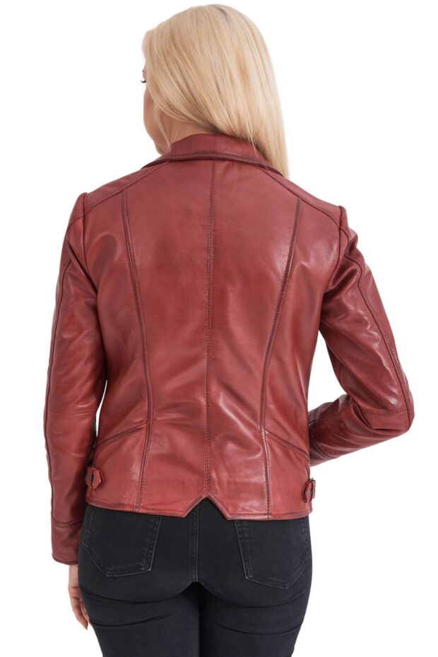 PHEDRA SHEEP RED - AUTHENTIC WOMENS RED LEATHER JACKET