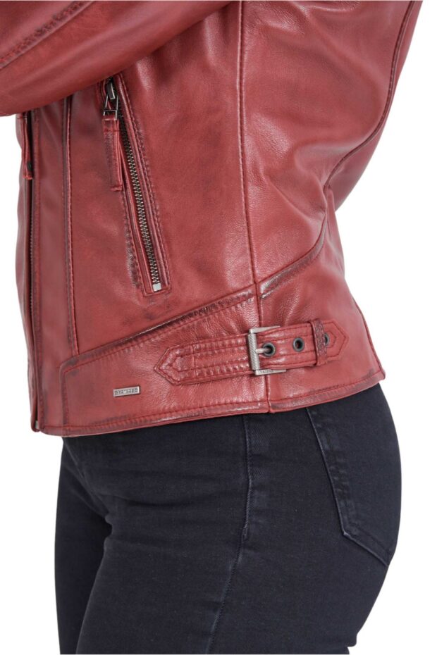 PHEDRA SHEEP RED - AUTHENTIC WOMENS RED LEATHER JACKET