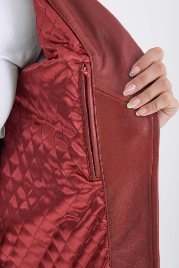 PHEDRA SHEEP RED - AUTHENTIC WOMENS RED LEATHER JACKET