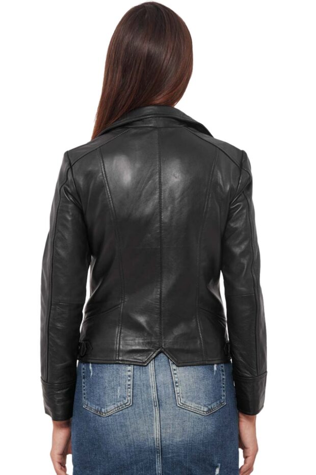 PHEDRA SHEEP BLACK - AUTHENTIC WOMENS BLACK LEATHER JACKET