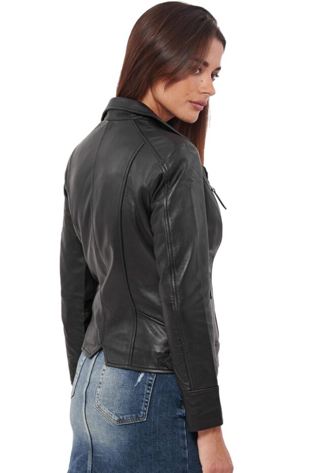 PHEDRA SHEEP BLACK - AUTHENTIC WOMENS BLACK LEATHER JACKET