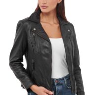 PHEDRA SHEEP BLACK - AUTHENTIC WOMENS BLACK LEATHER JACKET