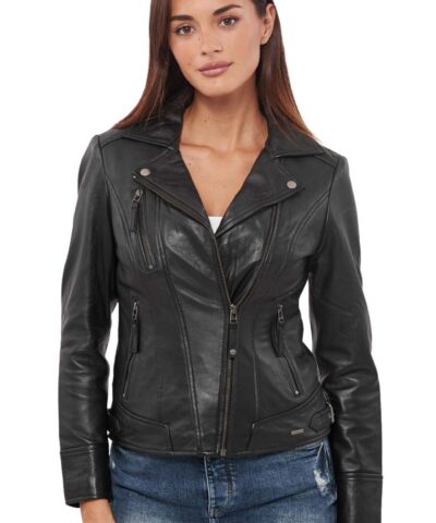 PHEDRA SHEEP BLACK - AUTHENTIC WOMENS BLACK LEATHER JACKET