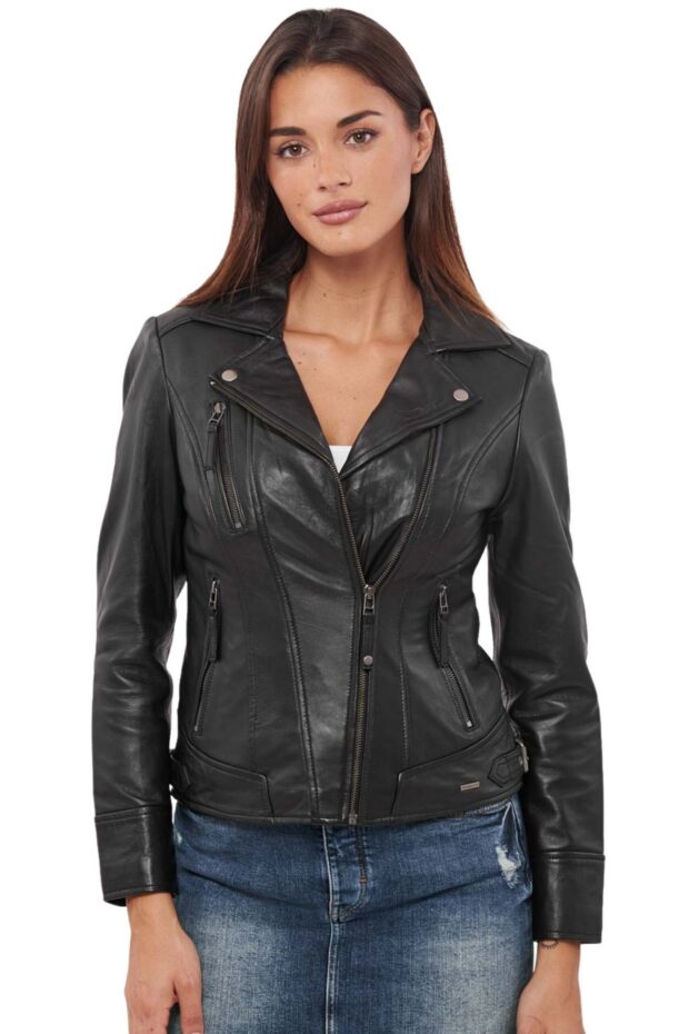 PHEDRA SHEEP BLACK - AUTHENTIC WOMENS BLACK LEATHER JACKET