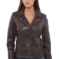 PHEDRA SHEEP BROWN - AUTHENTIC WOMENS BROWN LEATHER JACKET