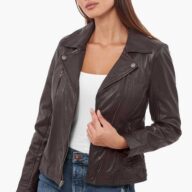 PHEDRA SHEEP BROWN - AUTHENTIC WOMENS BROWN LEATHER JACKET