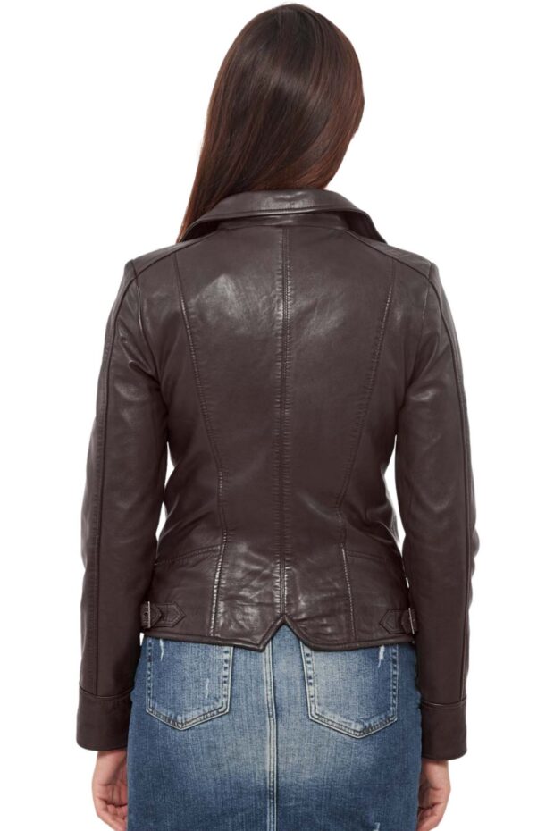 PHEDRA SHEEP BROWN - AUTHENTIC WOMENS BROWN LEATHER JACKET