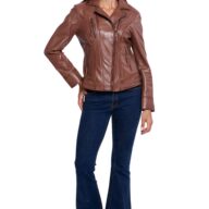 PHEDRA SHEEP COGNAC - AUTHENTIC WOMENS COGNAC LEATHER JACKET