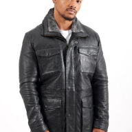 QUEBEC SHEEP BLACK - AUTHENTIC MENS BLACK LEATHER JACKET