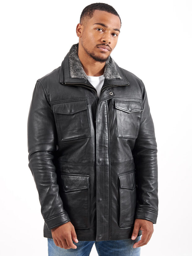 QUEBEC SHEEP BLACK - AUTHENTIC MENS BLACK LEATHER JACKET