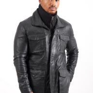 QUEBEC SHEEP BLACK - AUTHENTIC MENS BLACK LEATHER JACKET